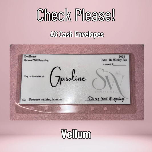 "Check Please" - A6 Cash Envelopes (White Background)