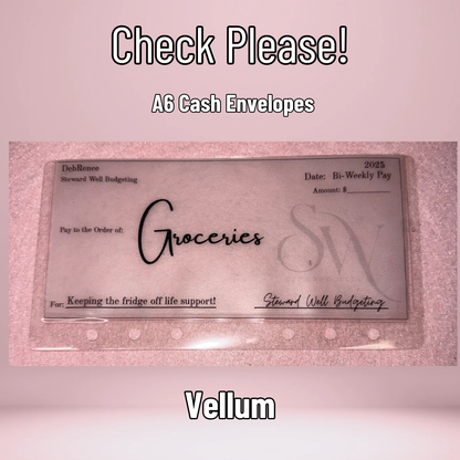 "Check Please" - A6 Cash Envelopes (Vellum)